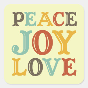 PEACE JOY LOVE-label voor blokletters Vierkante Sticker