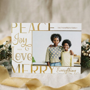 Peace Joy Love Merry Alles Type Border Photo Folie Feestdagenkaart