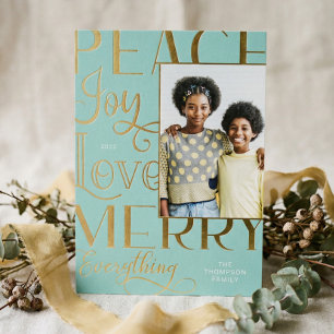 Peace Joy Love Merry Alles Type Border Photo Folie Feestdagenkaart