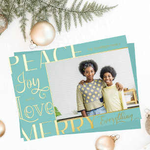 Peace Joy Love Merry Alles Type Border Photo Folie Feestdagenkaart