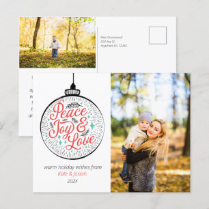 Peace, Joy & Love Photo Holiday Briefkaart