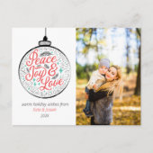 Peace, Joy & Love Photo Holiday Briefkaart (Voorkant)