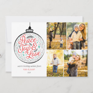 Peace, Joy & Love Photo Holiday Kaart