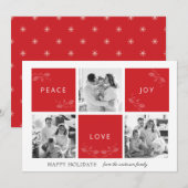 Peace Joy Love Red Photo Collage Carte de vacances (Devant / Derrière)