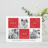 Peace Joy Love Red Photo Collage Carte de vacances (Debout devant)