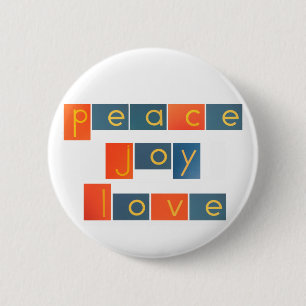 PEACE JOY LOVE Sandpaper Letters Ronde Button 5,7 Cm