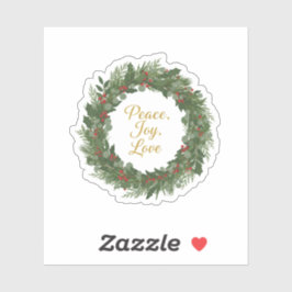 Peace Joy Love Wreath Classic Christmas Message  Sticker
