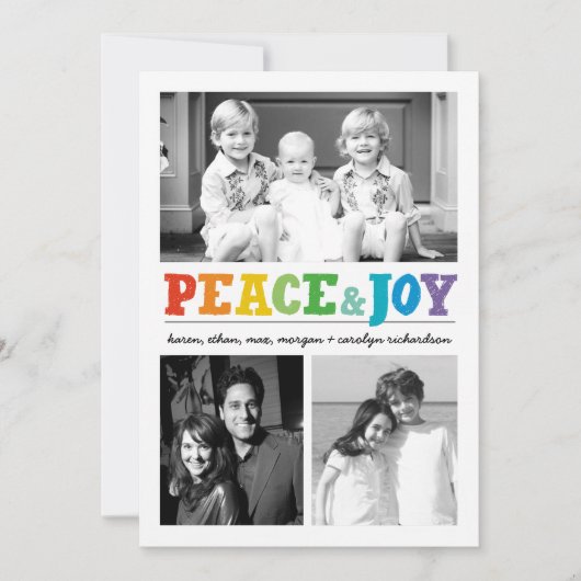 Peace & Joy Multi x 3 Feestdagenkaart (Voorkant)