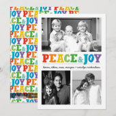 Peace & Joy Multi x 3 Feestdagenkaart (Voorkant / Achterkant)