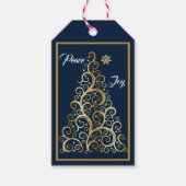 Peace Joy Navy Gold-kerst Cadeaulabel (Voorkant)