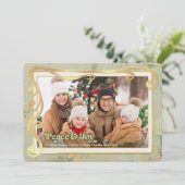 Peace & Joy Sage Green & Gold Carte photo (Debout devant)
