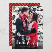 Peace & Joy Vertical Photo met kerstmis Feestdagenkaart (Voorkant / Achterkant)