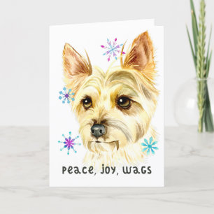 Peace Joy Wags Christmas Yorkshire Terriër hond Feestdagen Kaart
