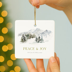 Peace & Joy Winter Mountain Kerstmis Keramisch Ornament