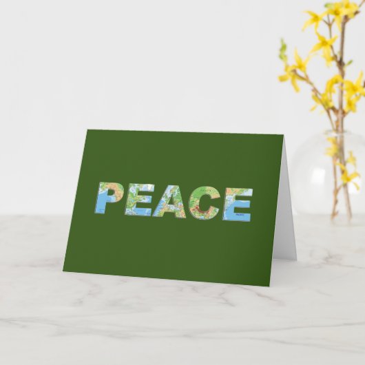 Peace-kerstkaart, unieke groene kaart (Gele Bloem)