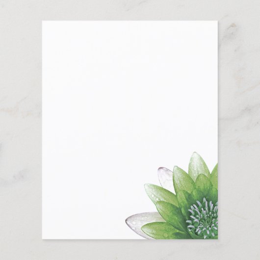 Peace l Beauful Green Lotus Flower/Water Lily Flyer (Achterkant)