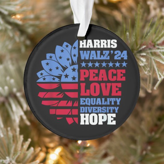 Peace LGBT Harris Walz Waltz Ornament (Boom)