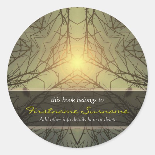 Peace Light Forest Art Bookplate-sticker Ronde Sticker (Voorkant)