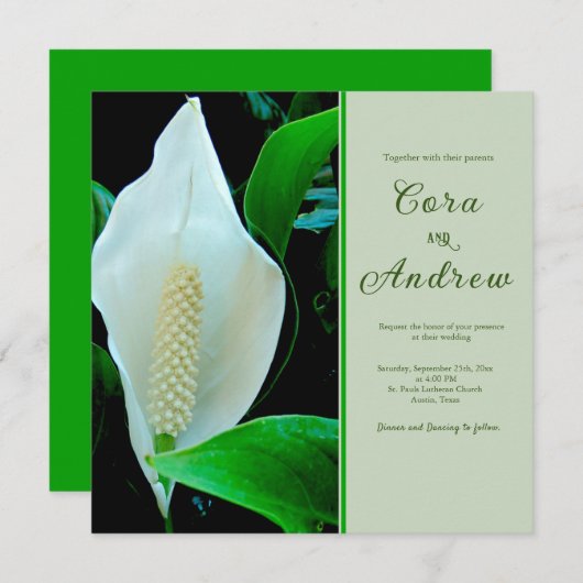 Peace Lily Faire-part de mariage (Devant / Derrière)