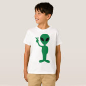 Peace Little Green Man Alien Silhouette T-shirt (Voorkant volledig)