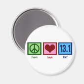 Peace Love 13.1 Half marathon Runner Magneet (Voorkant / Achterkant)