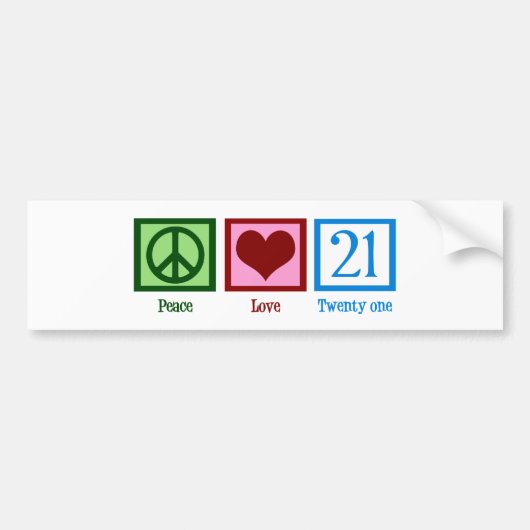 Peace Love 21 Bumpersticker (Voorkant)