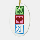Peace Love 21 Keramisch Ornament (Links)