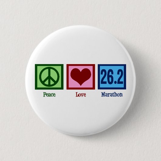 Peace Love 26.2 Marathon Runner Ronde Button 5,7 Cm (Voorkant)