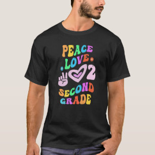 Peace Love 2ND GRADE Retro School Docent SECOND G T-shirt