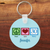 Peace Love 30th Birthday Cute Derty Monogram Sleutelhanger (Voorkant)