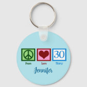 Peace Love 30th Birthday Cute Derty Monogram Sleutelhanger (Achterkant)