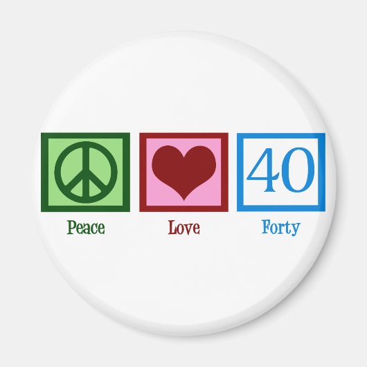 Peace Love 40th Birthday Cute Party Magneet (Voorkant)