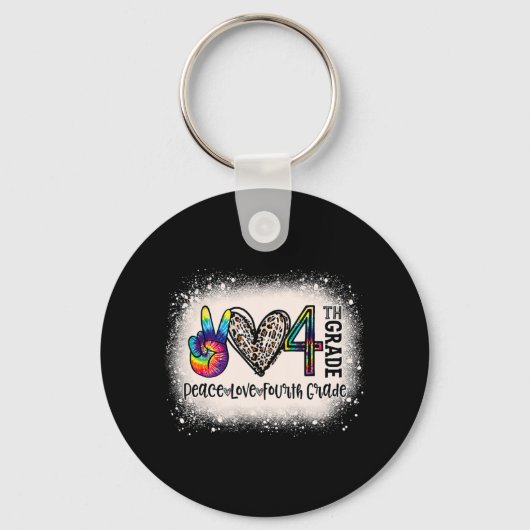 Peace Love 4th Grade Girls Teacher Back to School Sleutelhanger (Voorkant)