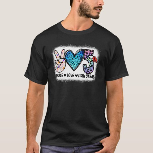 Peace Love 5th Grade Squad Back to School Student T-shirt (Voorkant)
