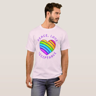 Peace, Love, Acceptance Rainbow Pride Heart Shirt