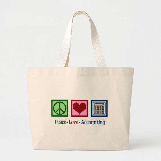 Peace Love Accounting Accountant Grote Tote Bag (Voorkant)