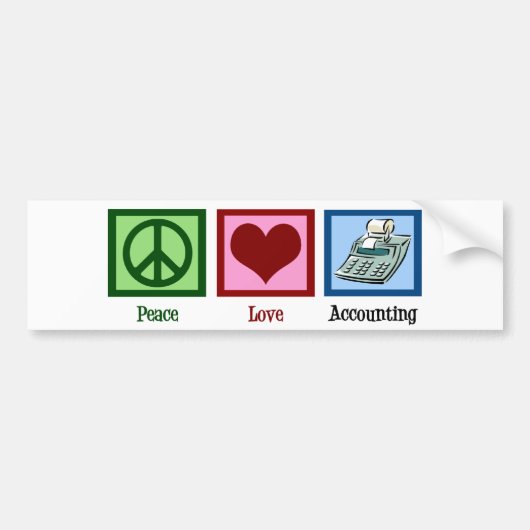 Peace Love Accounting Bumpersticker (Voorkant)