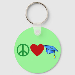 Peace Love Afstuderen T shirten en Afstudeerder Gi Sleutelhanger