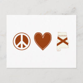 Peace Love Alabama Map Shaped State Flag Red Heart Briefkaart
