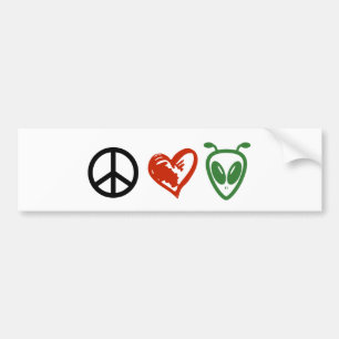 Peace Love Aliens Bumpersticker
