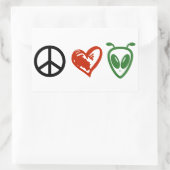 Peace Love Aliens Rechthoekige Sticker (Tas)