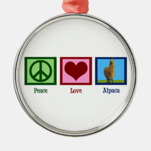 Peace Love Alpaca Metalen Ornament