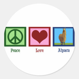 Peace Love Alpaca Ronde Sticker
