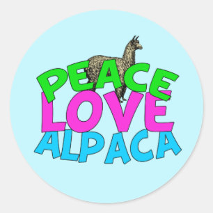 Peace Love Alpacas Ronde Sticker