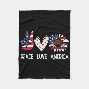 Peace Love America ons vlag 4e vrouw van Ju Fleece Deken