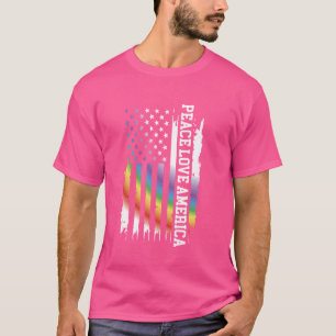 Peace Love America Verenigde Staten Regenboog Amer T-shirt