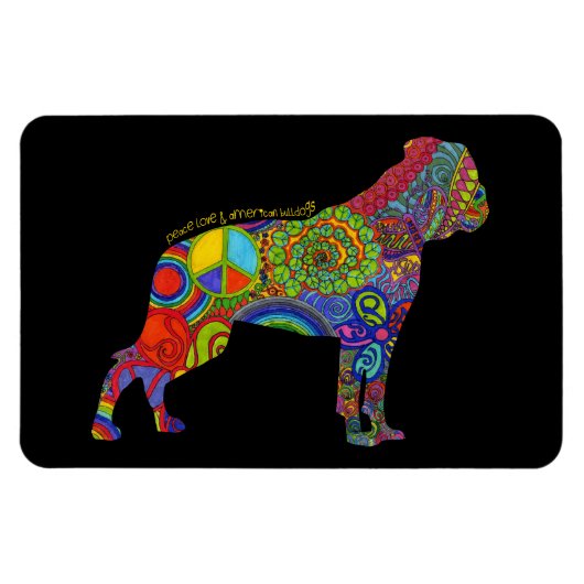 "Peace Love & American Bulldogs" Pop Art Magnet (Horizontal)