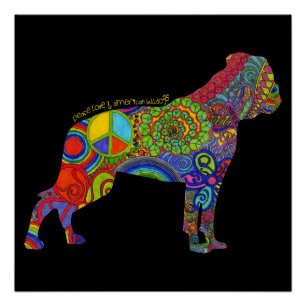 "Peace Love & American Bulldogs" Pop Art Poster Perfect Poster
