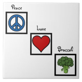Peace Love and Broccoli Symbols Tegeltje