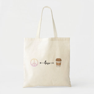 Peace, Love and Coffee Canvas tas